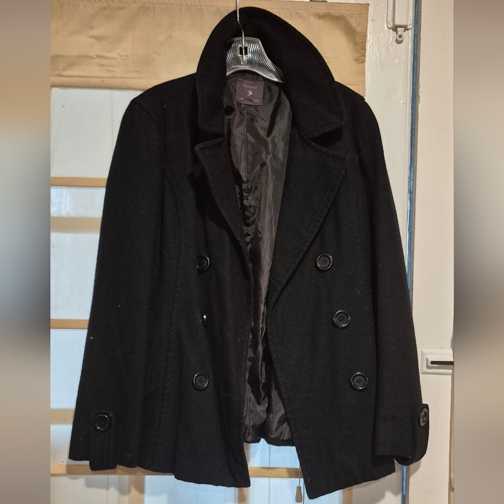 Forever Twentyone Black Wool Lined Coat
